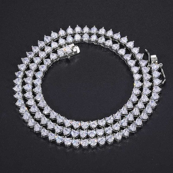 

new arrival fine jewelry 4mm 925 sterling silver heart cut vvs moissanite diamond cluster tennis chain bracelet necklace