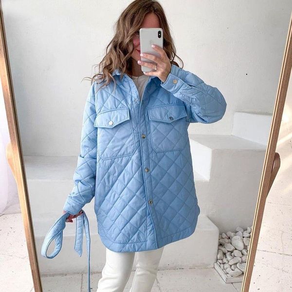 

leather long parkas single breasted lapel loose warm rhombus winter coat women jacket green black loose parka clothes thick cotton parka