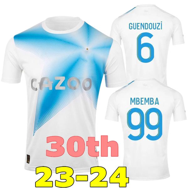 

2023 maillot marseilles soccer jerseys 23/34 football shirt 30 year anniversary guendouzi alexis sanchez special version shirts, White;black