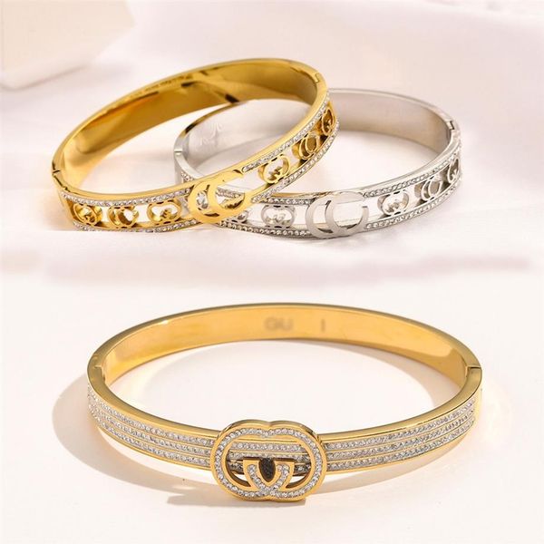 

whole classic bracelets women bangle luxury designer bracelet crystal 18k gold plated stainless steel wedding lovers gift jewe247u, Black