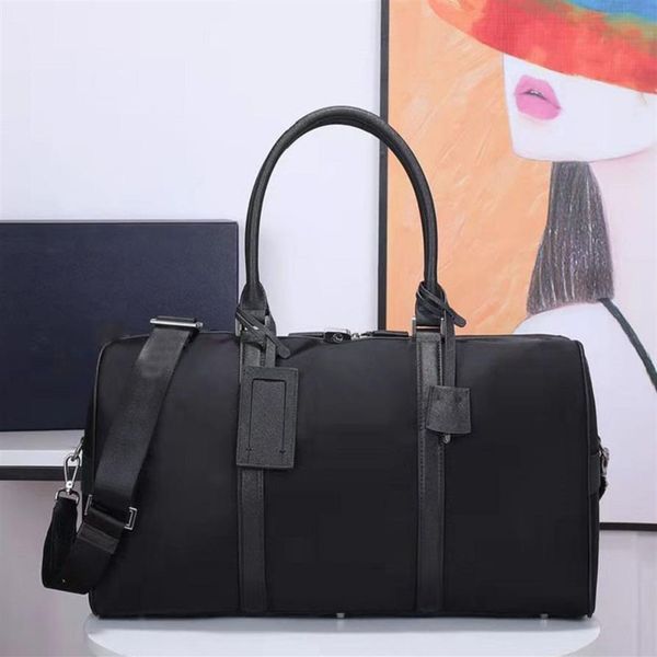 

large capacity duffle bag chain travel bags outdoor genuine leather polyester plain print stripes letter soft single o268i