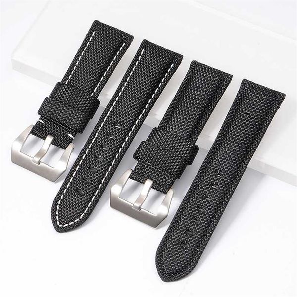 

22mm 24mm 26mm nylon fabric blue black canvas watchbands for pamerai watch strap band men's wrist watch bracelet202f, Black;brown