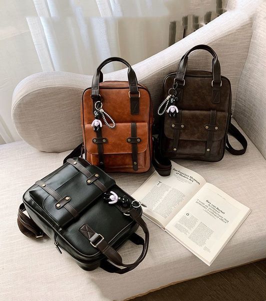 

fashion lady student backpack women men pu leather waterproof teenager school bag high capacity outdoor travel casual back pack