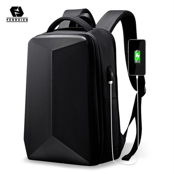 

fenruien hard shell waterproof backpacks anti-thief usb charging backpack men business travel backpack fit for 17 3 inch lap21228o