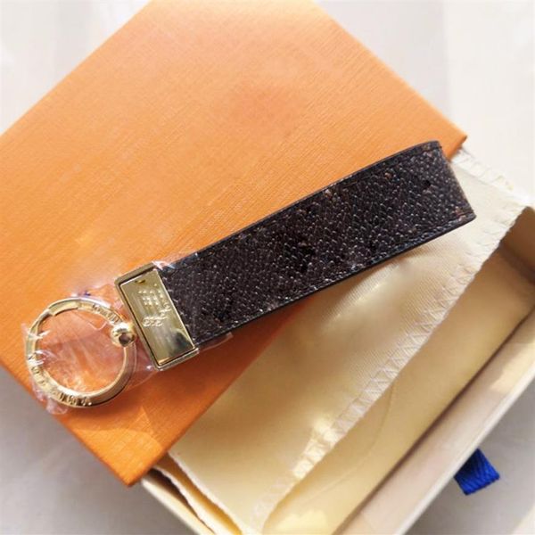 

luxury keychain buckle lovers car key chain accessories handmade leather designers keychains men women bag pendant with box255k, Black
