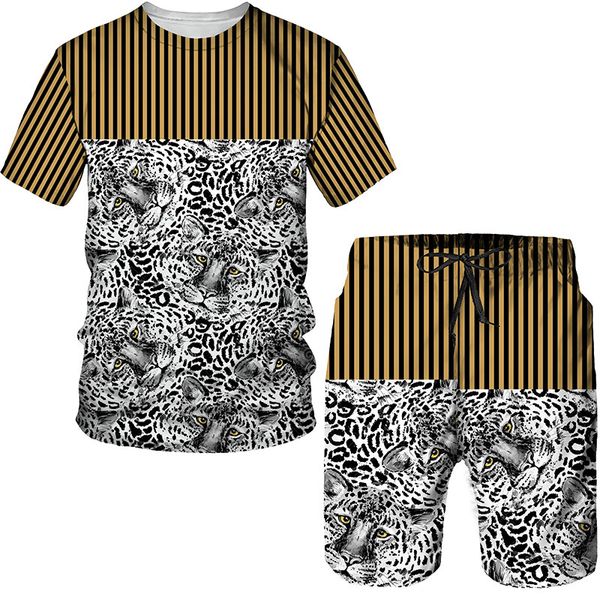 

men's tracksuits 2023 summer trendy 3d tiger printed tshirt suit cool menwomen tracksuitcasual horts streetwear clothing sets 230421, Gray