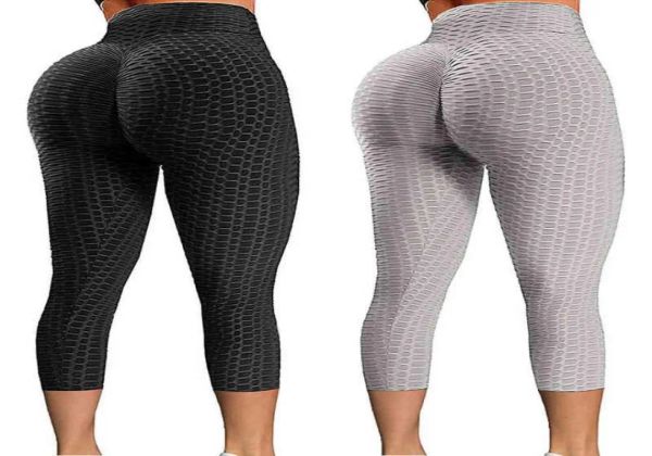 

new fashion yoga outfits high waist textured leggings sport women crop pants elastic capris workout girls fitness running tights 220429, White;red