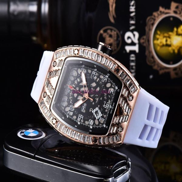 

skull sport diamond men women watch fashion dial inlaid drill mens quartz watches 2703, Slivery;brown