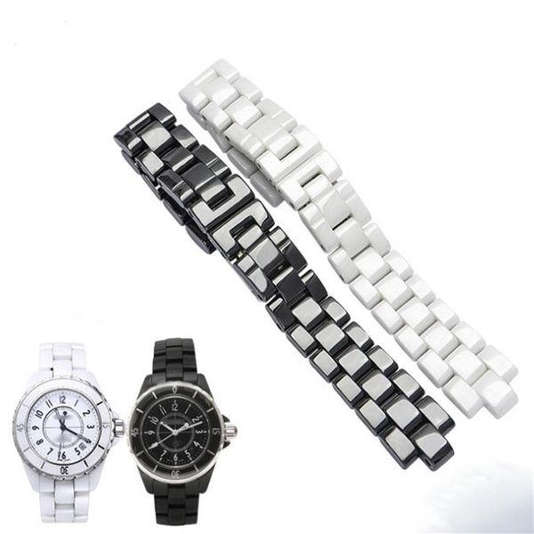 

pearl ceramic watchband for men and women replacement watch strap for j12 watch band 16mm 19mm183v, Black;brown