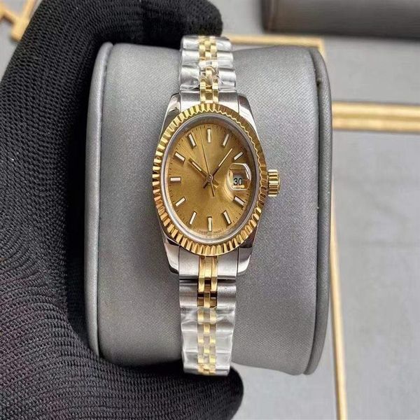 

beautiful fashion gold ladies dress watch 28mm mechanical automatic women's watches stainless steel strap bracel274h, Slivery;brown