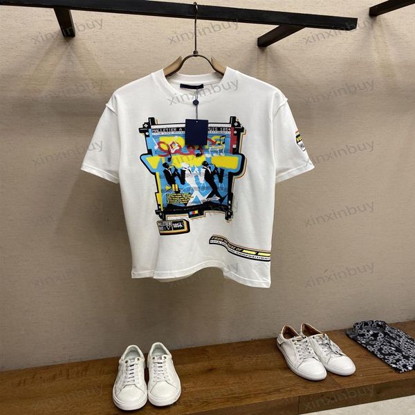 

xinxinbuy men designer tee t shirt 23ss band flip letters print short sleeve cotton women white black red green s-2xl2687, Black;brown