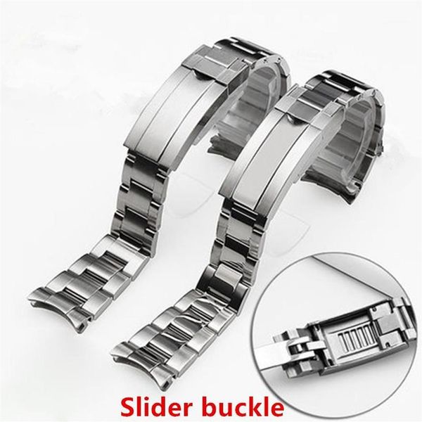 

brand 20mm brushed polish silver stainless steel watch bands for rx submarine role strap sub-mariner wristband bracelet1279d, Black;brown