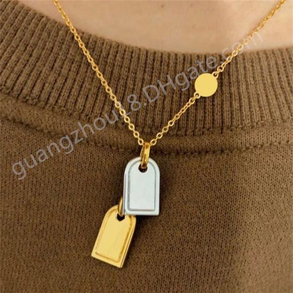 

classic fashion brand gold silver 2colors tags pendants clavicle chain pendant necklace bracelet with gift box271z