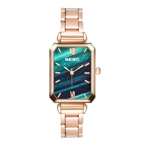

2020 fashion new european and american wind steel belt small green ladies watch rome square fashion shi ying watch 316w, Slivery;brown