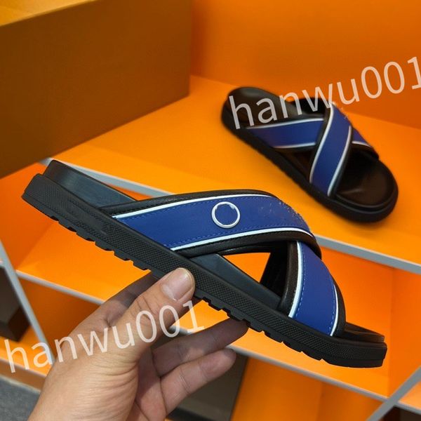 

quality designer men luxury slippers platform leisure summer wide flat beach sandals, Black