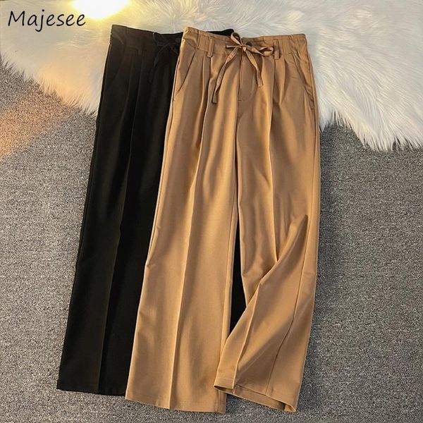 

pants pants men high street drawstring solid simple wide leg trouser allmatch chic fashion loose ins popular youth leisure soft newly, Black