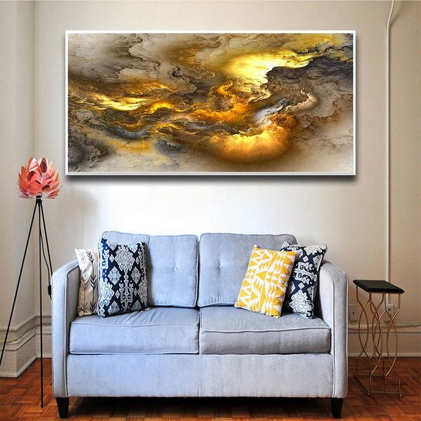 

modern abstract oil painting on canvas posters and prints wall art golden cloud canvas prints for living room decor no frame