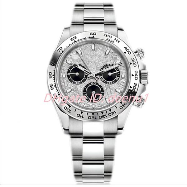 

deenu1-new men's automatic mechanical watch black ceramic bezel 40mm fashion white disc bracelet folding clasp work full-feat2115, Slivery;brown