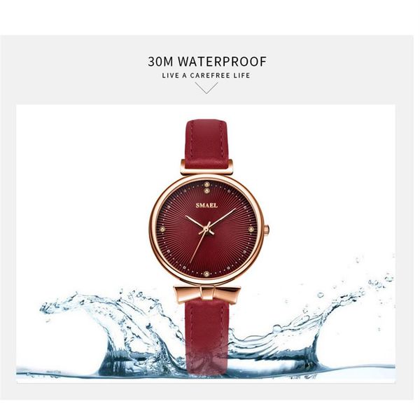 

2020 smael brand woman watches luxury brand smael quartz wristwatches for female rose gold ladies watch waterproof 19073350, Slivery;brown