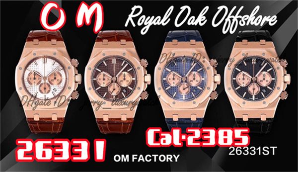 

om luxury men's watch 26331 timing full series, cal2385 mechanical movement. 41mm, "declining" link construction, gold tape o, Slivery;brown