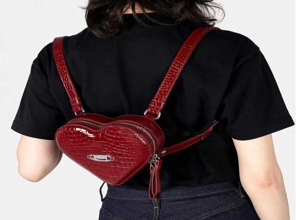 

evening bags vivi designer bags for women crocodile pattern backpack japanese fashion shoulder crossbody bag heart mini bookbags f4831177