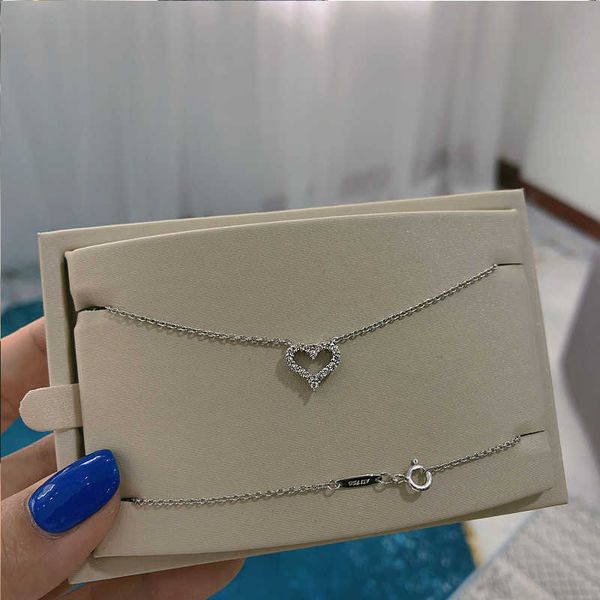 

brand original tiffay diamond heart necklace 925 silver fashion trendy simple