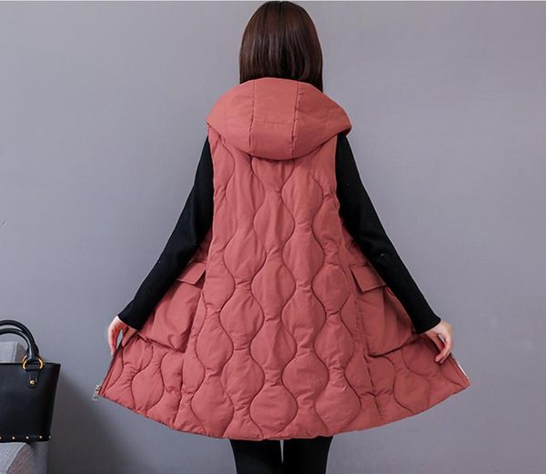 

vests m/6xl female hooded long section spring autumn cotton vests fashion plus size women's winter jackets waistcoats k1373, Black;white