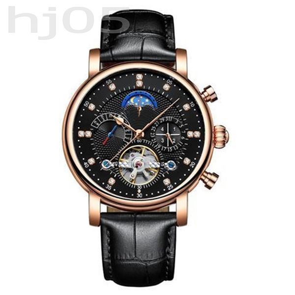 

distinctive mechanical automatic watches skeleton watch mens mature comfortable leather montre automatique designer wristwatch diamond casua, Slivery;brown