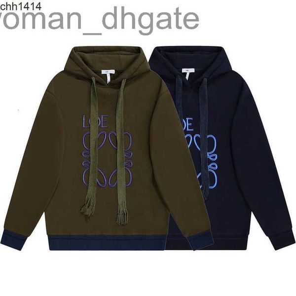 

men's hoodies & sweatshirts designerhigh version chaopai loewess loe autumn and winter new style front color blue embroidery hoodie for, Black