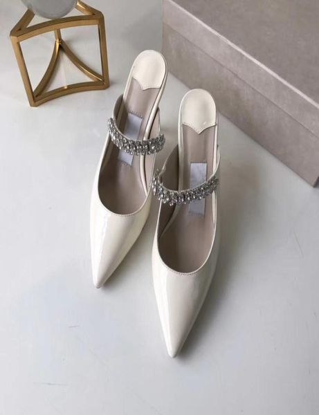 

high heel sandal women pointed crystal strap sandal patent leather mules women flat mules designer stiletto heel dress sandal with2754491, Black