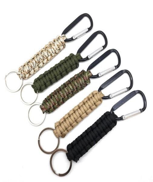 

outdoor umbrella rope carabiner keychain hanging seven core umbrella rope braided keychain keychains2430275, Silver