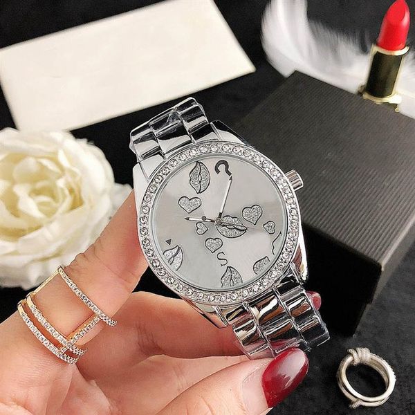 

fashion brand women girl crystal style steel metal band quartz wrist watch gs36252t, Slivery;brown