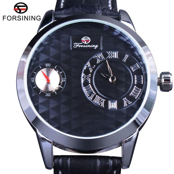 

forsining small dial second hand display obscure desig mens watches brand luxury automatic watch fashion casual clock men252s, Slivery;brown