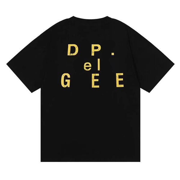 

men t-shirt gall dep cotton fashion designer casual brand washed old rainbow letter print loose couple short sleeve round neck, White;black