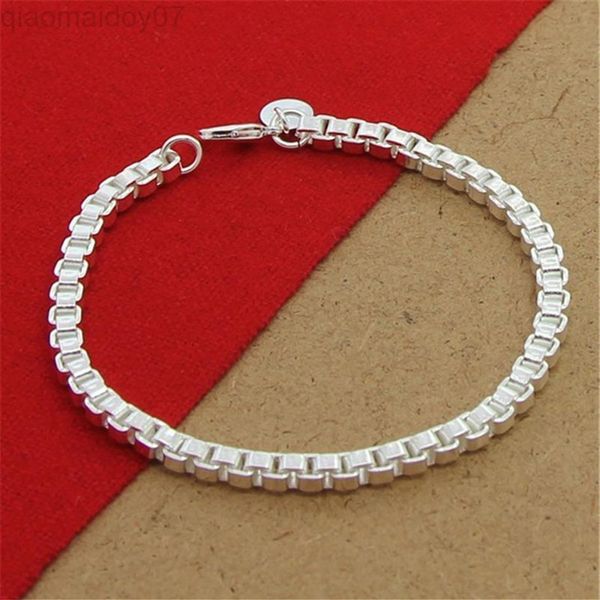 

925 silver bracelet 4mm 8inch venetian square bracelet for womenmen party charm jewelry gifs l220808306t, Black