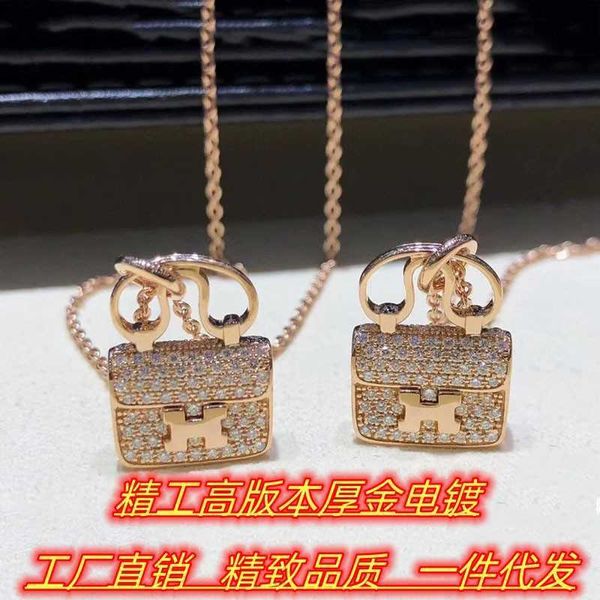 

designerseiko high edition s925 sterling silver family classic bag pendant 18k rose gold necklace for women, Black