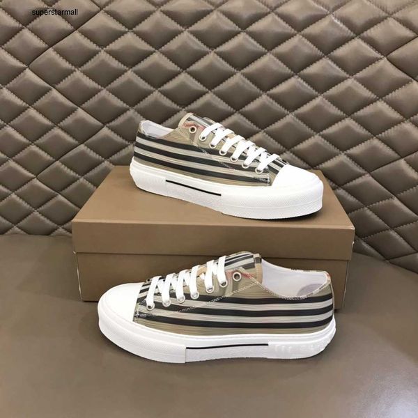 

vintage man designer shoes low 2023 plaid canvas sneakers berry stripes burbrerys woman luxury outdoor platform casual shoe couples trainers, Black