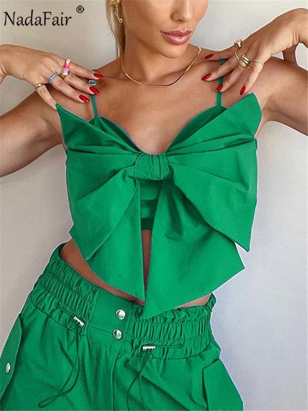 

t-shirt nadafair sleeveless bow camis purple fashion women summer outfits 2022 chic y2k 90s backless strapless crop green, White