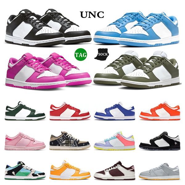 

size 36-47 men designer casual shoes flat women sneakers mens panda white black grey fog unc syracuse medium olive triple pink strange love