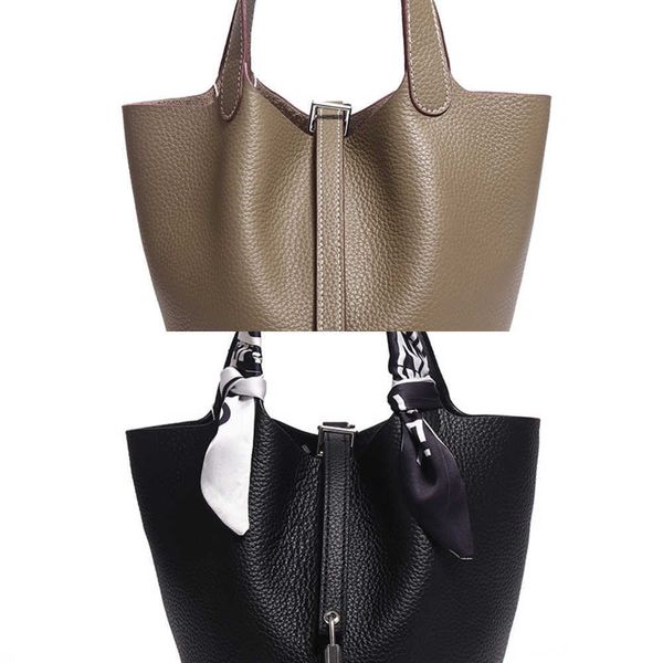 

designer luxury h family vegetable basket children tc layer cow leather bucket senior portable women's bride's wedding bag picotin