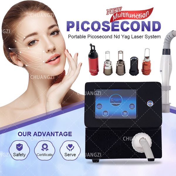 

2023 latest picosecond laser machine 532nm 755nm 1320nm 1064nm professional q switch nd yag laser tattoo removal laser machine for salon, Black