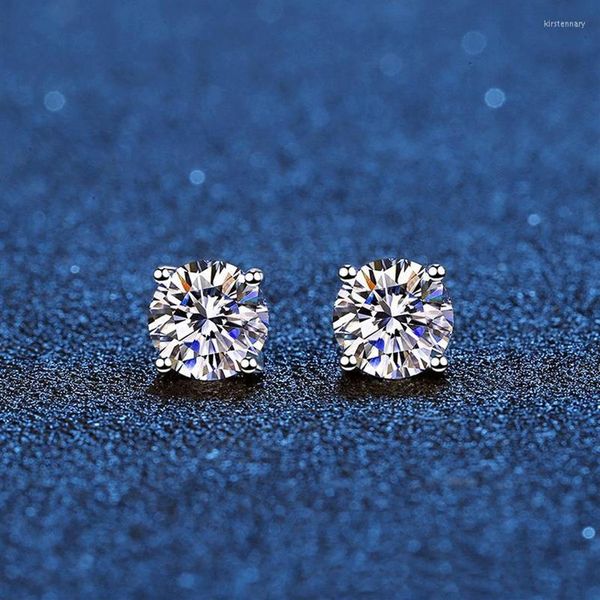 

stud real moissanite earrings 14k white gold plated sterling silver 4 prong diamond earring for women men ear 1ct 2ct 4ctstudstuds2031, Golden;silver