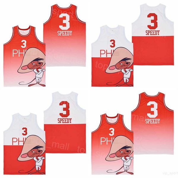 

movie basketball fade 3 speedy jerseys mens retro for sport fans pullover pure cotton red white purple breathable vintage hiphop college sti, Black