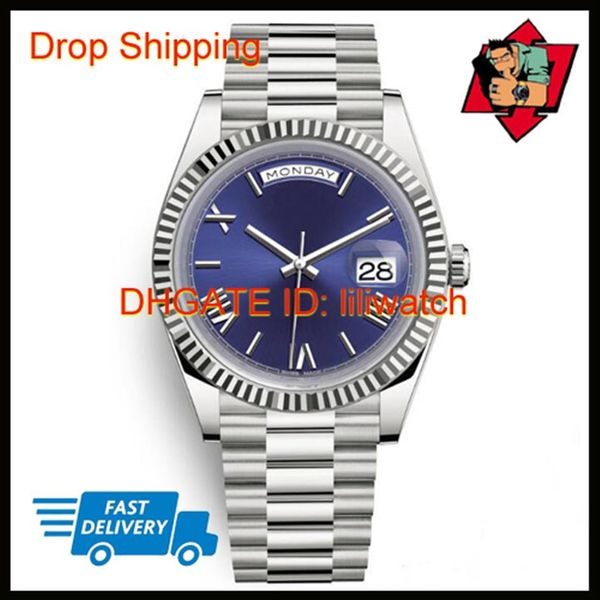 

daydate casual mens watch president automatic watches men silver strap blue dial watches men swiss designer watches day date 40mm 237a, Slivery;brown
