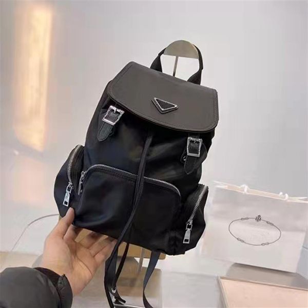 

2022 triangle designer black school bag fashion backpack large capacity travel bag 86m