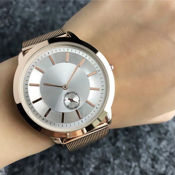 

brand watches women lady men lovers' style steel metal band quartz wrist watch ar18196v, Slivery;brown