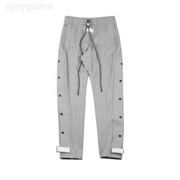 

mens pants high street hip hop side button sweatpants casual sports trousers streetwear 28mne, Black