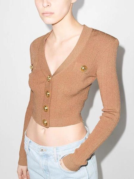 

sweaters high street 2022 designer jacket women's lion buttons vneck crop knit cardigan, White;black