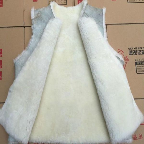 

fur wool vest lamb fur fashion leather real fur coat warm middle and old aged sheepskin inner fur one vest, Black