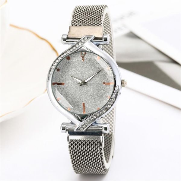 

26mm diameter star dial simple temperament diamond womens watch maganetic buckle comfortable mesh belt quartz female wrist watches285e, Slivery;brown